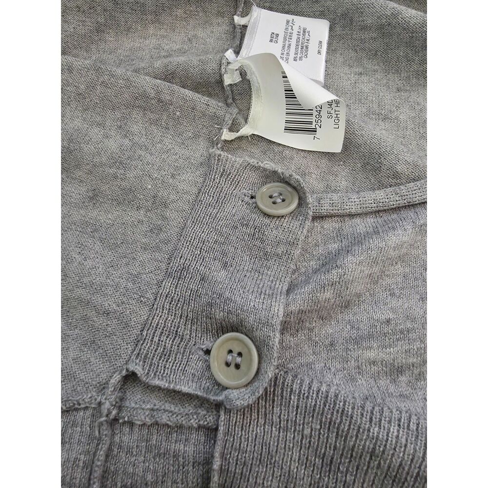 BCBGMAXAZRIA Silk Cashmere Wrap Sweater Gray Buckle Tie Front Cardigan M Romania - Picture 10 of 11